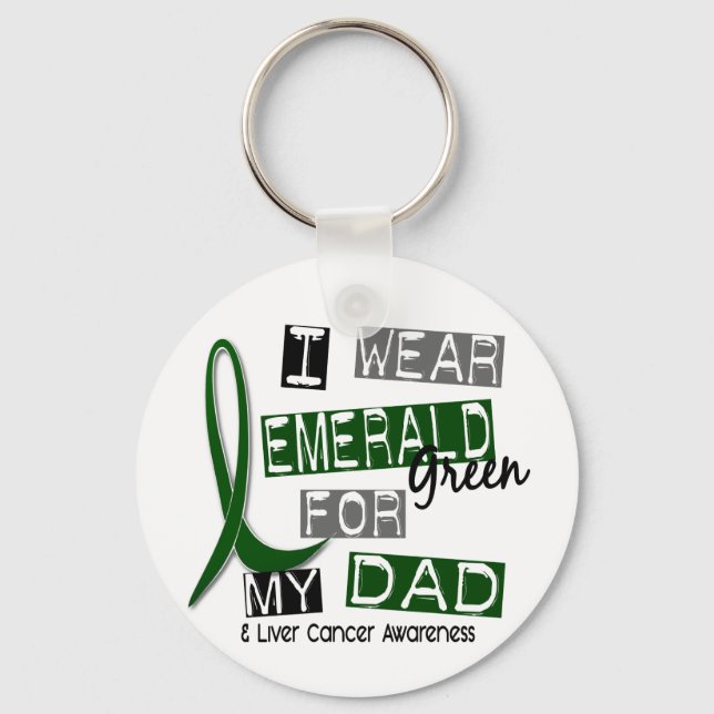 Porte-clés Cancer du foie Je Porte du vert émeraude pour mon  (Recto)