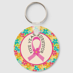Porte-clés Cancer du sein 5 ans survivant Ribbon cadeau