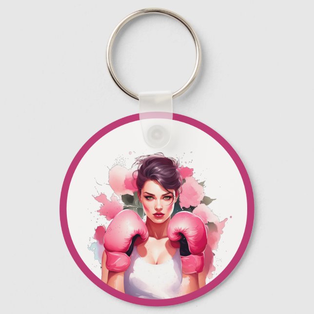 Porte-clés Cancer du sein rose et relativement floral (Recto)
