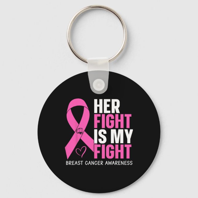 Porte-clés Cancer Son combat est mon combat cancer du sein de (Recto)