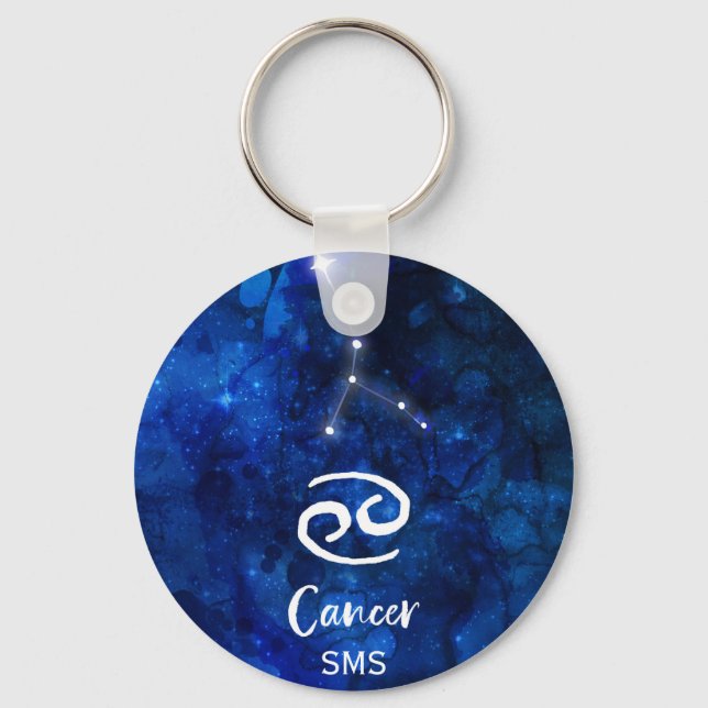 Porte-clés Cancer Zodiac Constellation Blue Galaxy Monogram (Recto)