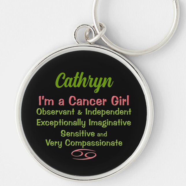 Porte-clés Cancer Zodiac Sign for Girls in Pink and Green (Devant)