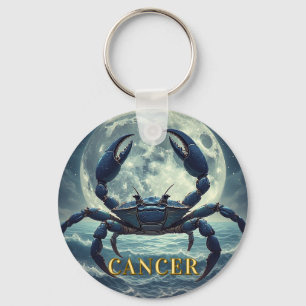Porte-clés Cancer Zodiaque Crabe Bleu Océan Clair de Lune Ast