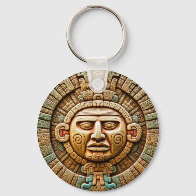 Porte-clés Cancun Maya Sun God Mexico Travel (Recto)