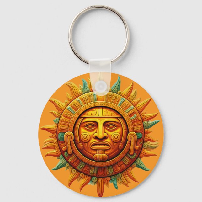 Porte-clés Cancun Maya Sun God Mexico Travel (Recto)