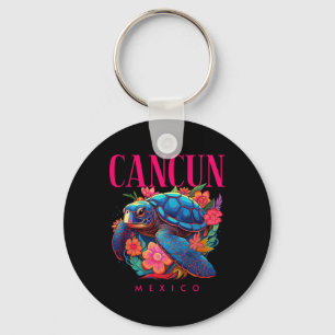 Porte-clés Cancun Mexique Fleur de Plage Tortue Souvenir 