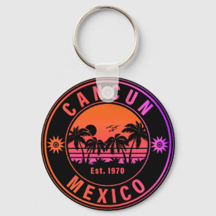 Porte-clés Cancun Mexique Palm Trees Vintage voyage Souvenirs