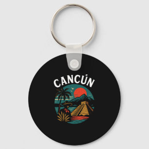 Porte-clés Cancún Mexique Vacances Rétro Coucher de soleil Py