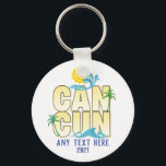 Porte-clés Cancun Summer Vacation Beach Palm Trees Custom<br><div class="desc">Cancun! Enjoy a rich vacation,  sun,  beach and sand with this united and beautiful outfit and accessories. Match with the whole family,  friends or coworkers. Perfect to give in Birthday,  Christmas,  Travel,  friends and family. Also available in mugs,  notebook</div>