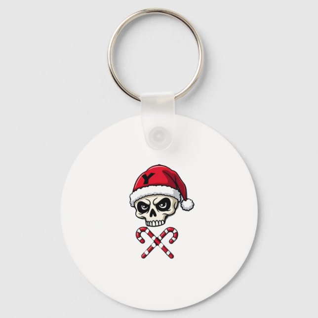 Porte-clés Candy Cane Crew Skull Christmas 2025 Funny Men Boy (Recto)
