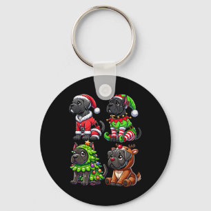 Porte-clés Cane Corso Arbre de Noël Père Noël Elf Costume Chi