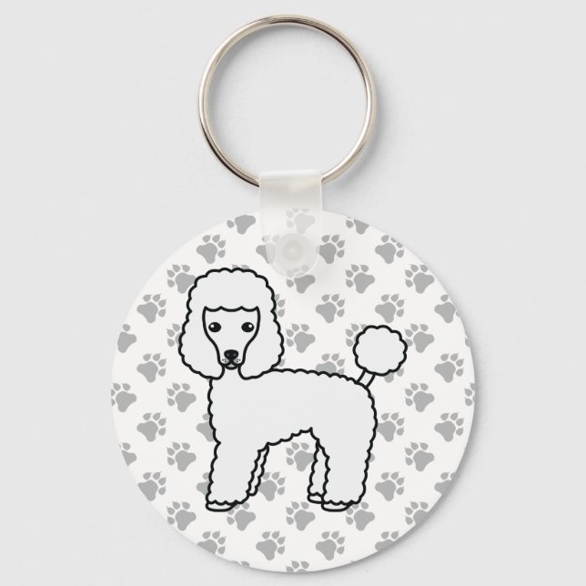 Porte-clés Caniche jouet blanc chien de dessin animé mignon (Recto)