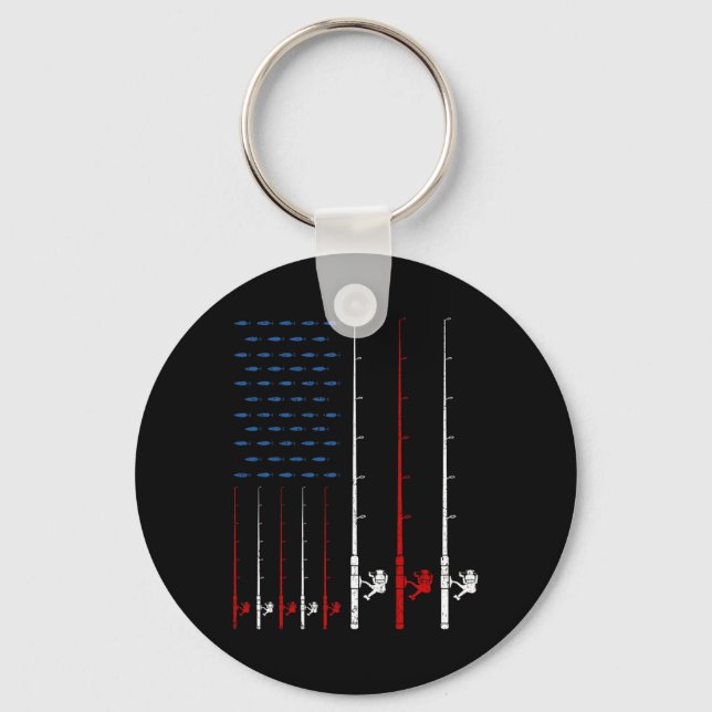 Porte-clés Canne à pêche Drapeau Américain  (Recto)