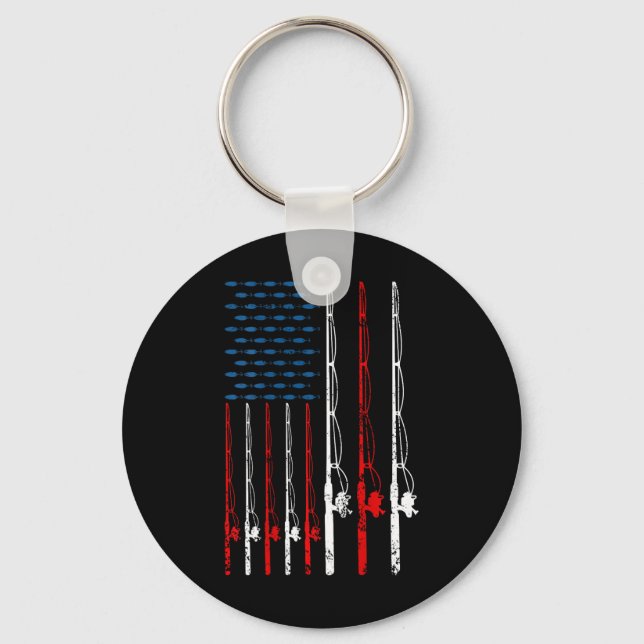 Porte-clés Canne à pêche Drapeau Américain Amateur de Pêche V (Recto)