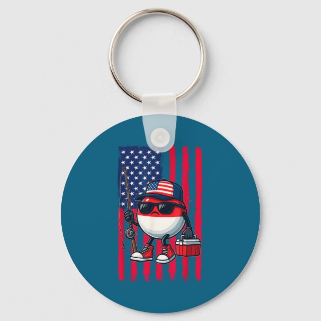 Porte-clés Canne à pêche pour garçons Drapeau américain Canne (Recto)