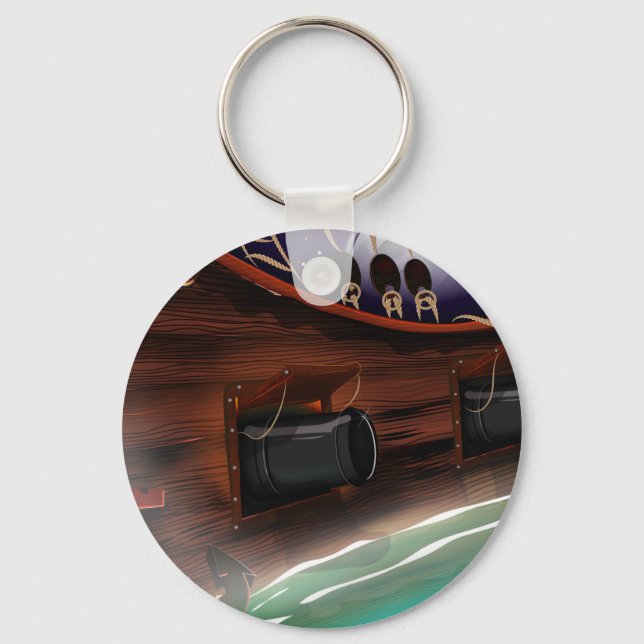 Porte-clés Canon de voilier en bois (Recto)