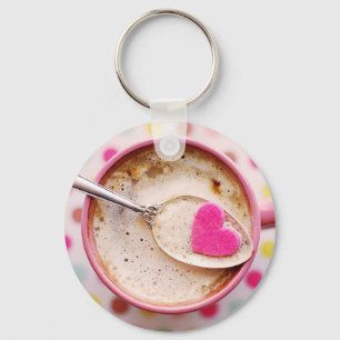 Porte-clés Cappuccino café bonbon blanc rose mule