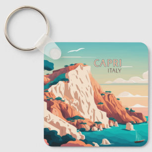 Porte-clés Capri Italie Citrons Méditerranée Île Retro Keyc