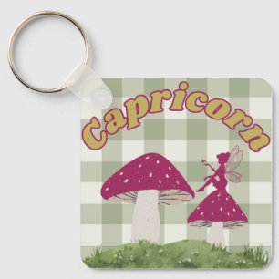 Porte-clés Capricorn Cottagecore esthétique Fairy Musroom Art