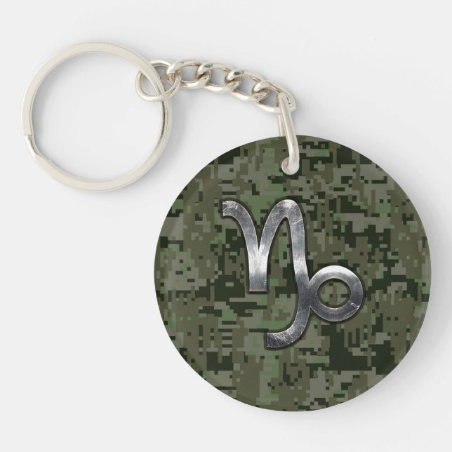 Porte-clés Capricorn Zodiac Connexion vert olive camo numériq (Devant)