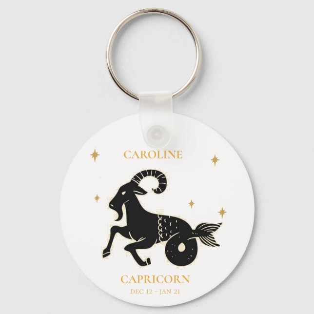 Porte-clés Capricorne Astrological Zodiac Signet Nom Cadeau (Recto)
