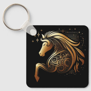 Porte-clés Capricorne Zodiaque Cheval en Or Astrologie