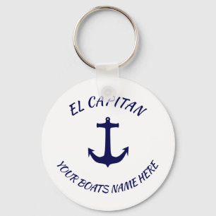 Porte-clés Captain El Capitan Blue Anchor  with  Boats Name