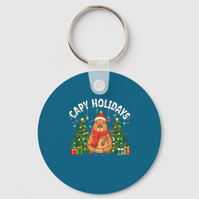 Porte-clés Capy Holidays Capybara Santa Hat Xmas Men Women Ki (Recto)