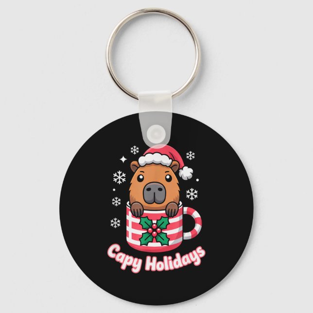 Porte-clés Capy Holidays Cute Capybara Christmas Santa Hat  (Recto)