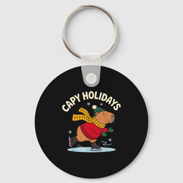 Porte-clés Capy Vacances Patinage Capybara Noël Drôle Chri (Recto)