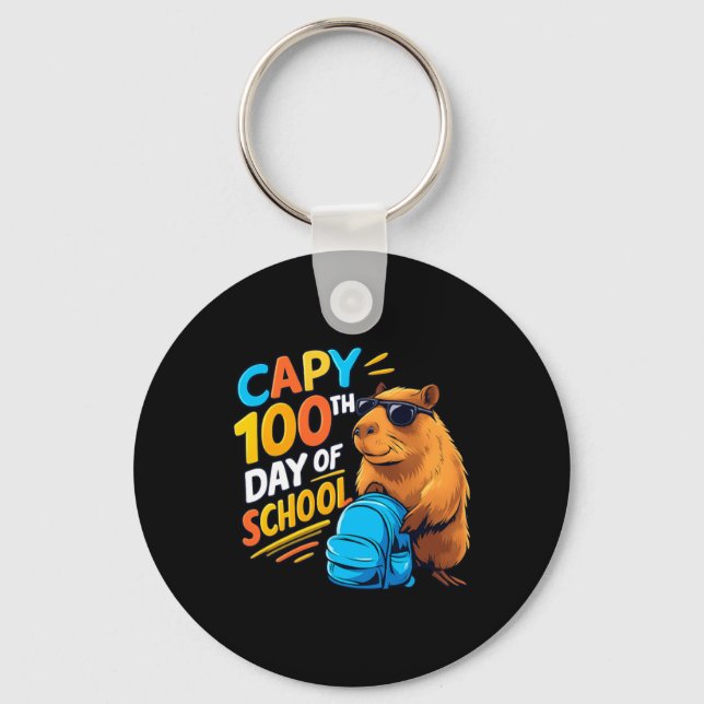 Porte-clés Capybara 100e jour d'école (Recto)