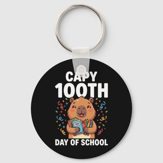 Porte-clés Capybara 100e jour d'école Mignon Capy Animal (Recto)