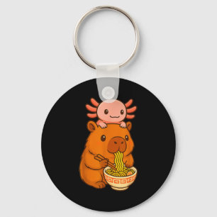 Porte-clés Capybara Anime Ramen Axolotl Drôle Graphique Kawai