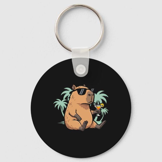 Porte-clés Capybara avec queue - ambiance détendue (Recto)