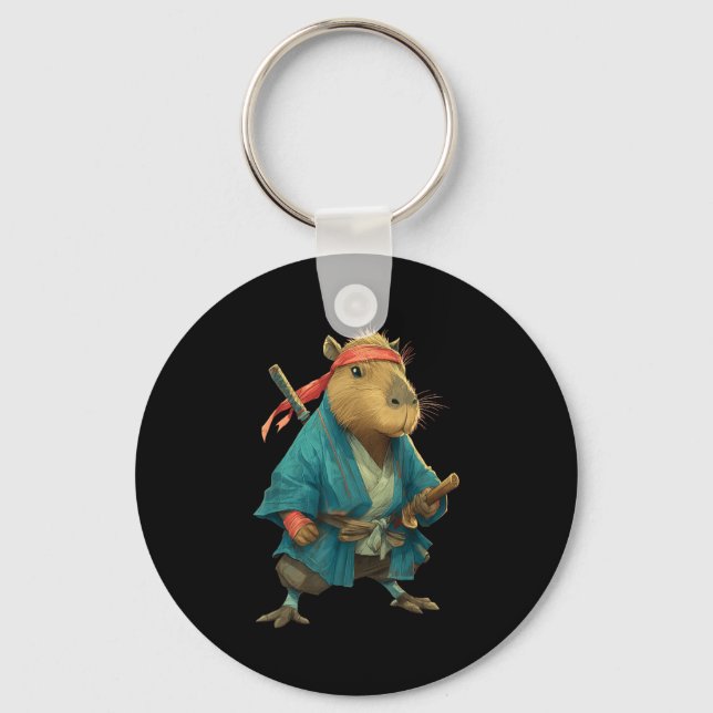 Porte-clés Capybara Ninja Samouraï Japon Drôle Graphique Japo (Recto)