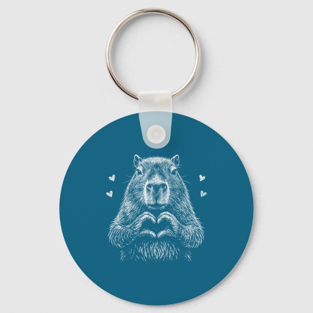Porte-clés Capybara vole les coeurs pour la Saint-Valentin ca (Recto)