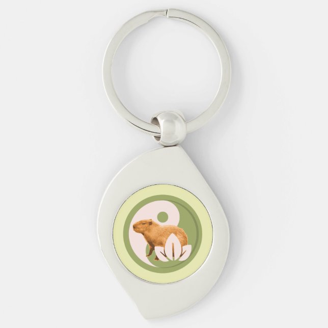 Porte-clés Capybara Zen Yin Yang Nature Paisible (Devant)