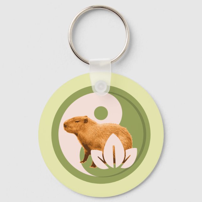Porte-clés Capybara Zen Yin Yang Nature Paisible (Recto)