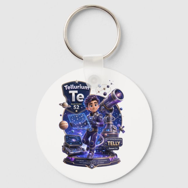 Porte-clés Caractère Tellurium de l'univers ATOMIVRA™  (Recto)