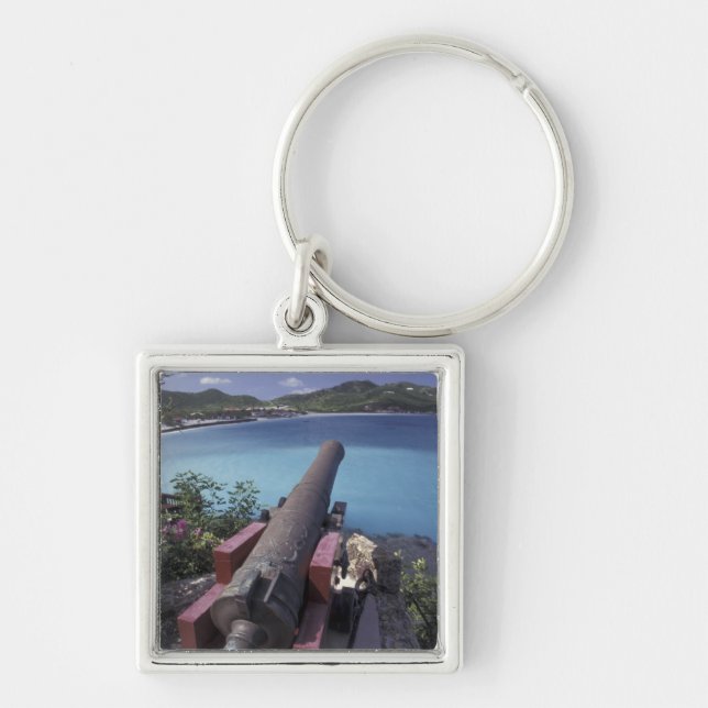 Porte-clés CARAÏBES, St. Barts, Canon pointé sur la baie de (Devant)