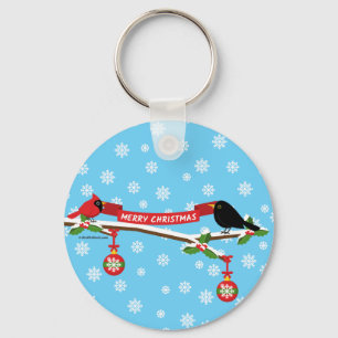 Porte-clés Cardinal Et Cardinal En Branche - MERRY XMAS