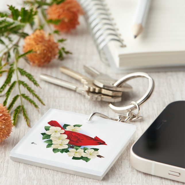 Porte-clés Cardinal rouge septentrional (Devant Droit)