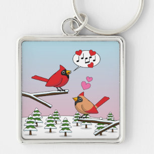 Porte-clés Cardinaux du Nord Rouge mignonne Amour Paysage hiv