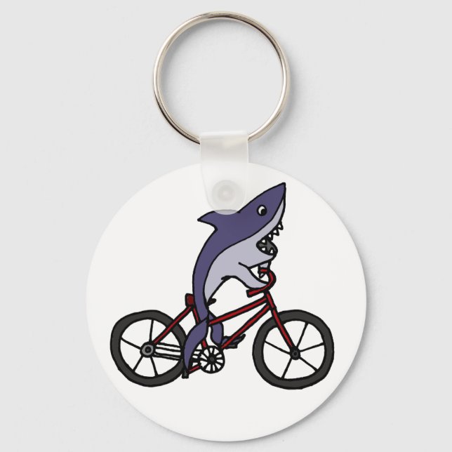 Porte-clés Caricature à vélo pour requin soyeux (Recto)