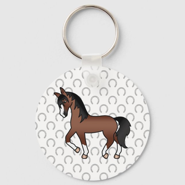 Porte-clés Caricature Brown Cheval Trotting (Recto)