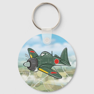 Porte-clés Caricature d'avion A6M Mitsubishi zéro