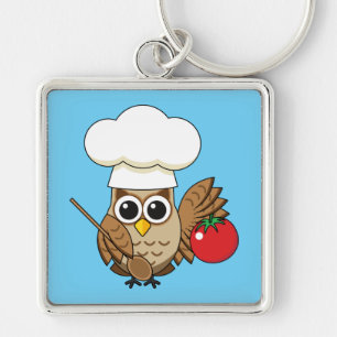 Porte-clés Caricature de Chouette à Cuisine mignonne