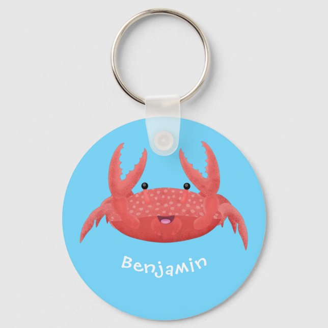 Porte-clés Caricature de crabe rouge cuite (Recto)