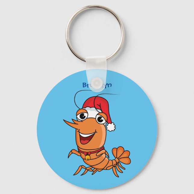 Porte-clés Caricature de crevettes de Noël joyeux (Recto)