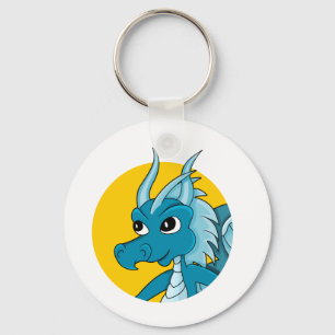 Porte-clés Caricature de dragon bleu